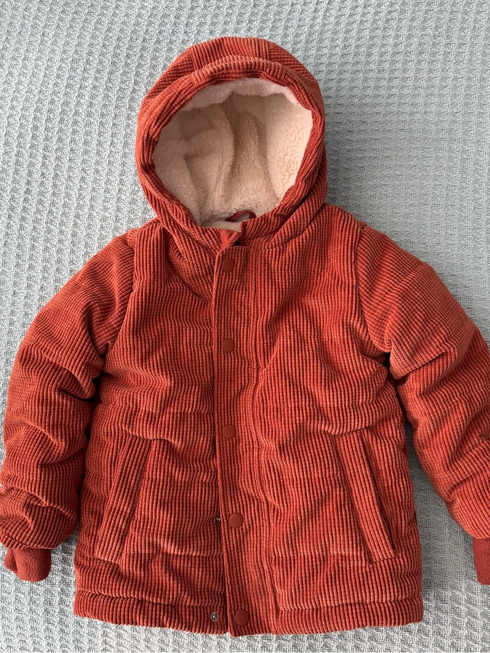 Cat & Jack Boys Rust Orange Corduroy Hooded Coat. Size 3T.